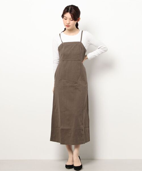 Cheek（チーク）の「デニムキャミワンピース（ワンピース・レディース・チャコールグレー/ブラウン/グレイッシュベージュ・MEDIUM）」の6枚目の写真