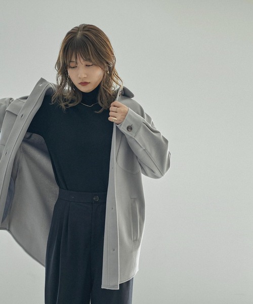 Fashion Letter（ファッションレター）の「オーバーサイズCPOジャケット（ミリタリージャケット・レディース・ブラック/グレー/モカ/アイボリー・M/L）」の2枚目の写真