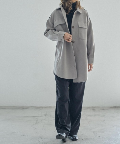 Fashion Letter（ファッションレター）の「オーバーサイズCPOジャケット（ミリタリージャケット・レディース・ブラック/グレー/モカ/アイボリー・M/L）」の7枚目の写真