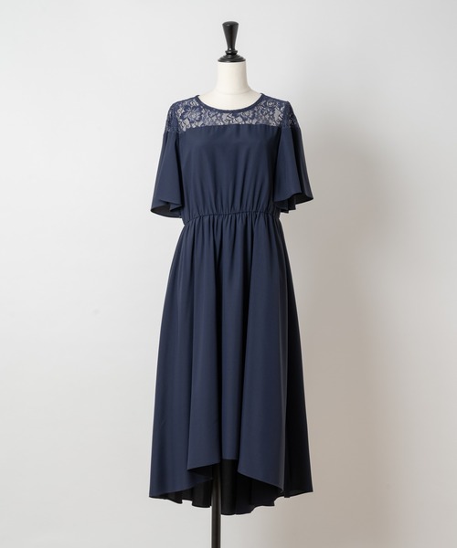 Rewde（ルゥデ）の「デコルテレースロングドレス（1R04-07062）（ドレス・レディース・ベージュ/グリーン/ネイビー/ブルー系・M/L）」の3枚目の写真