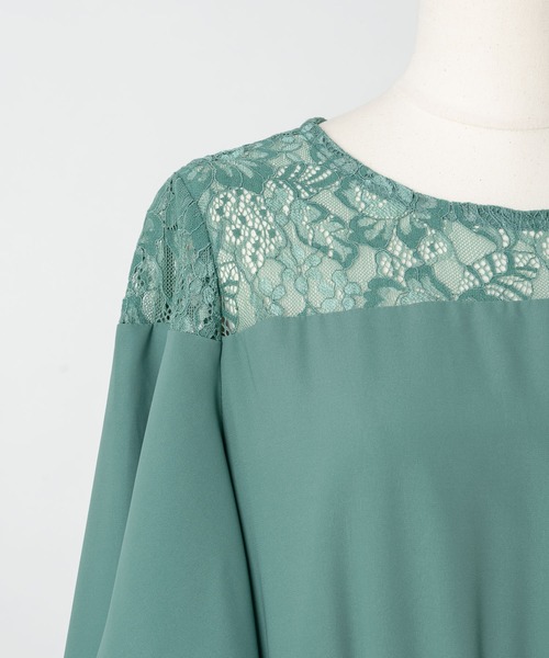 Rewde（ルゥデ）の「デコルテレースロングドレス（1R04-07062）（ドレス・レディース・ベージュ/グリーン/ネイビー/ブルー系・M/L）」の14枚目の写真