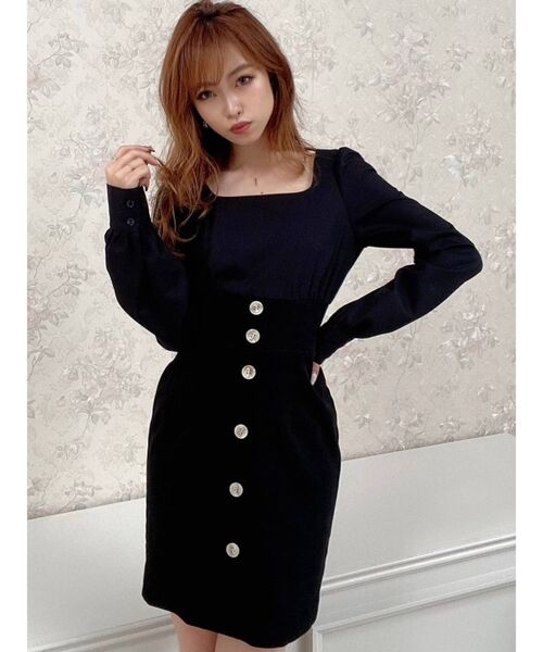 RESEXXY（リゼクシー）の「異素材ドッキングミニワンピース（ワンピース・レディース・ブラック/ベージュ/ブラウン・FREE）」の5枚目の写真