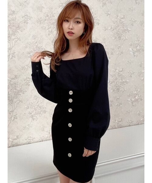 RESEXXY（リゼクシー）の「異素材ドッキングミニワンピース（ワンピース・レディース・ブラック/ベージュ/ブラウン・FREE）」の6枚目の写真