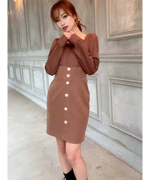 RESEXXY（リゼクシー）の「異素材ドッキングミニワンピース（ワンピース・レディース・ブラック/ベージュ/ブラウン・FREE）」の7枚目の写真