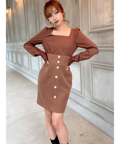 RESEXXY（リゼクシー）の「異素材ドッキングミニワンピース（ワンピース・レディース・ブラック/ベージュ/ブラウン・FREE）」の8枚目の写真