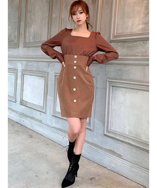 RESEXXY（リゼクシー）の「異素材ドッキングミニワンピース（ワンピース・レディース・ブラック/ベージュ/ブラウン・FREE）」の9枚目の写真