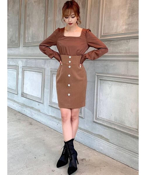 RESEXXY（リゼクシー）の「異素材ドッキングミニワンピース（ワンピース・レディース・ブラック/ベージュ/ブラウン・FREE）」の10枚目の写真