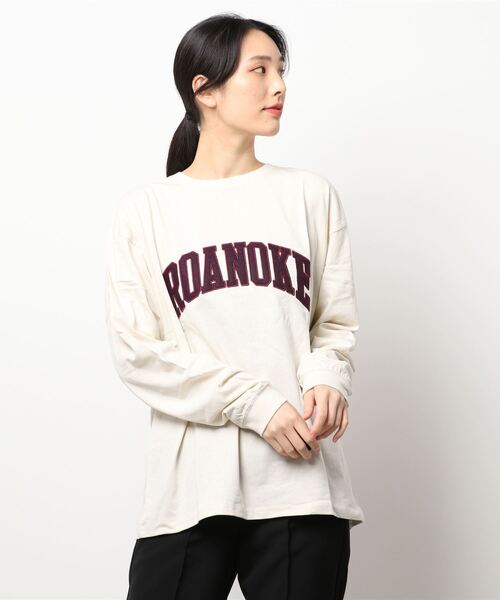 SEVENDAYS=SUNDAY（セブンデイズサンデイ）の「カレッジフェルト刺繍ロンTEE　＊（スウェット・レディース・グリーン/アイボリー/グレイッシュベージュ・M/L）」の7枚目の写真