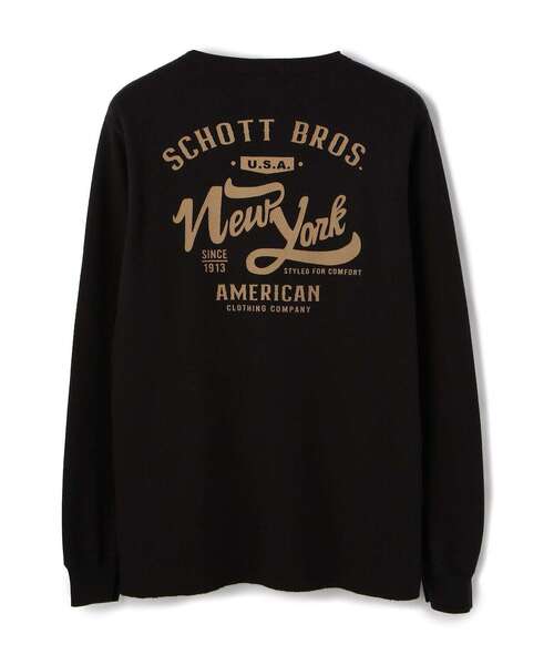 schott（ショット）の「Schott/ショット/LS OLD GRAPHIC CREWYNECK T-SHIRT/オールド グラフィック ヘンリーネック（Tシャツ/カットソー・メンズ・ホワイト/ブラック・LARGE/X-LARGE/XX-LARGE/MEDIUM）」の4枚目の写真