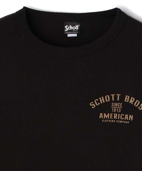 schott（ショット）の「Schott/ショット/LS OLD GRAPHIC CREWYNECK T-SHIRT/オールド グラフィック ヘンリーネック（Tシャツ/カットソー・メンズ・ホワイト/ブラック・LARGE/X-LARGE/XX-LARGE/MEDIUM）」の3枚目の写真