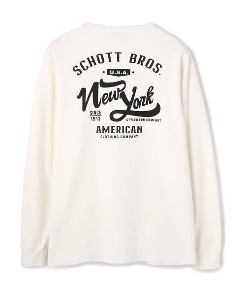 schott（ショット）の「Schott/ショット/LS OLD GRAPHIC CREWYNECK T-SHIRT/オールド グラフィック ヘンリーネック（Tシャツ/カットソー・メンズ・ホワイト/ブラック・LARGE/X-LARGE/XX-LARGE/MEDIUM）」の8枚目の写真