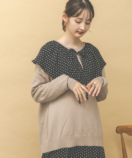 UR Lab.(アーバンリサーチラボ)の「アンゴラ混ワイドプルオーバー(ニット/セーター・レディース・チャコールグレー/レッド/モカ・FREE)」の1枚目の写真