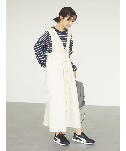 Green　Parks（グリーンパークス）の「【WEB限定】配色ステッチジャンスカ＊（ジャンパースカート・レディース・アイボリー・FREE）」の20枚目の写真