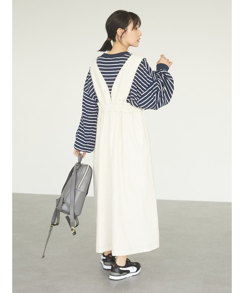 Green　Parks（グリーンパークス）の「【WEB限定】配色ステッチジャンスカ＊（ジャンパースカート・レディース・アイボリー・FREE）」の3枚目の写真