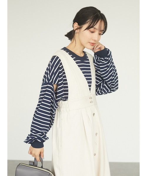 Green　Parks（グリーンパークス）の「【WEB限定】配色ステッチジャンスカ＊（ジャンパースカート・レディース・アイボリー・FREE）」の6枚目の写真