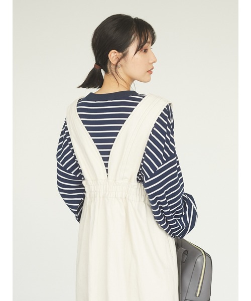 Green　Parks（グリーンパークス）の「【WEB限定】配色ステッチジャンスカ＊（ジャンパースカート・レディース・アイボリー・FREE）」の7枚目の写真