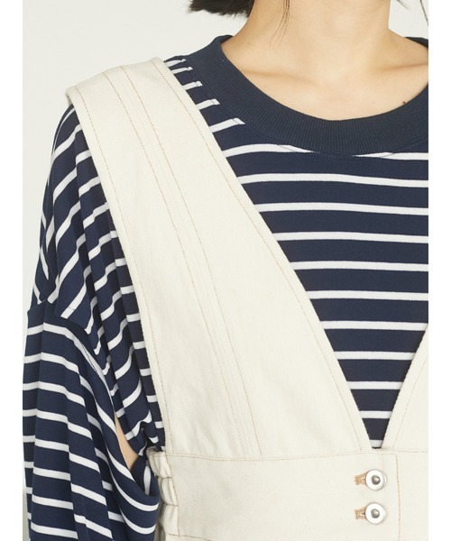 Green　Parks（グリーンパークス）の「【WEB限定】配色ステッチジャンスカ＊（ジャンパースカート・レディース・アイボリー・FREE）」の8枚目の写真