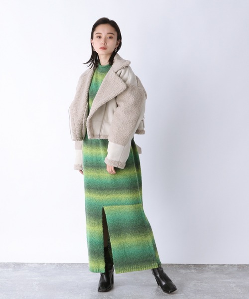 JEANASIS（ジーナシス）の「3.5Gカラーモヘヤスペースダイワンピース/239340（ワンピース・レディース・オレンジ系その他/グリーン系その他・FREE）」の3枚目の写真