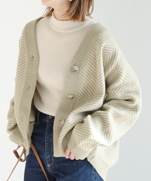 ヘリンボーンニットカーディガン