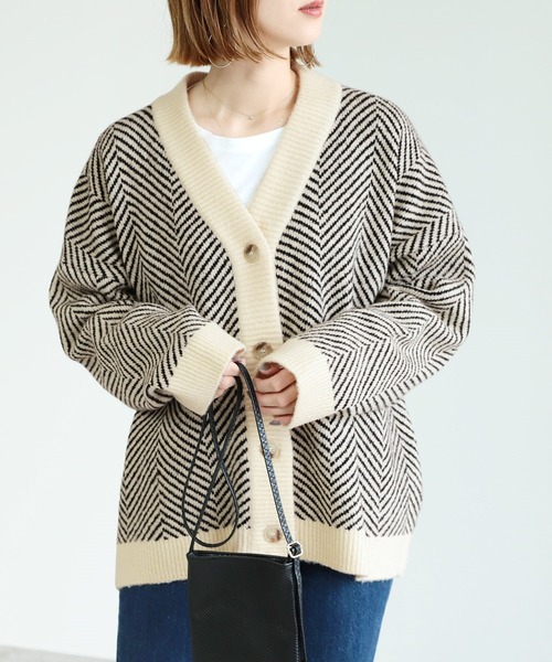 reca（レカ）の「ヘリンボーンニットカーディガン（カーディガン/ボレロ・レディース・ライトグレー/ブラック・FREE）」の20枚目の写真