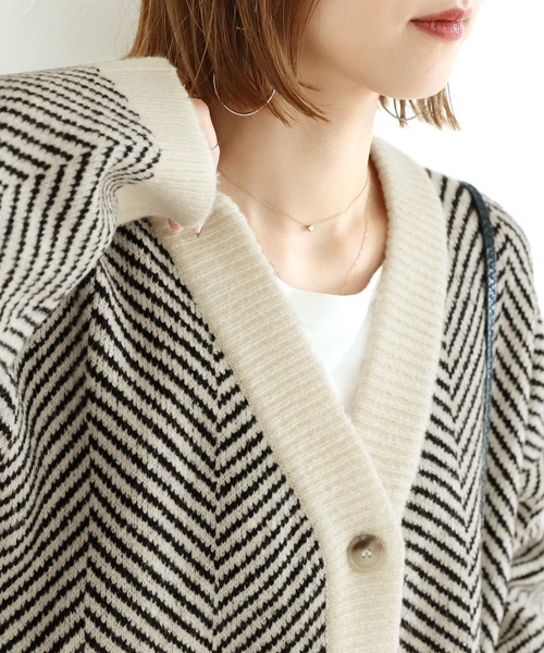 reca（レカ）の「ヘリンボーンニットカーディガン（カーディガン/ボレロ・レディース・ライトグレー/ブラック・FREE）」の22枚目の写真