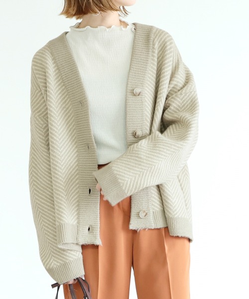 reca（レカ）の「ヘリンボーンニットカーディガン（カーディガン/ボレロ・レディース・ライトグレー/ブラック・FREE）」の14枚目の写真