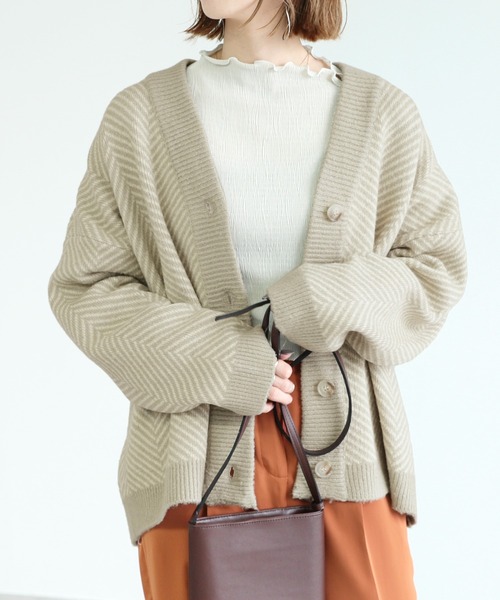 reca（レカ）の「ヘリンボーンニットカーディガン（カーディガン/ボレロ・レディース・ライトグレー/ブラック・FREE）」の16枚目の写真