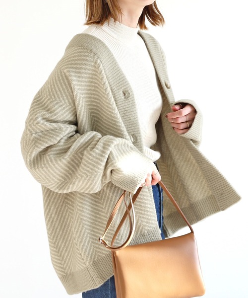 reca（レカ）の「ヘリンボーンニットカーディガン（カーディガン/ボレロ・レディース・ライトグレー/ブラック・FREE）」の11枚目の写真