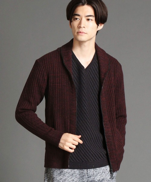 HIDEAWAYS NICOLE（ハイダウェイニコル）の「ショ－ルカラ－ジップカーディガン（カーディガン/ボレロ・メンズ・ホワイト×ライトグレー/ブラック×ホワイト/ネイビー系/レッド系その他・MEDIUM/LARGE/X-LARGE）」の4枚目の写真