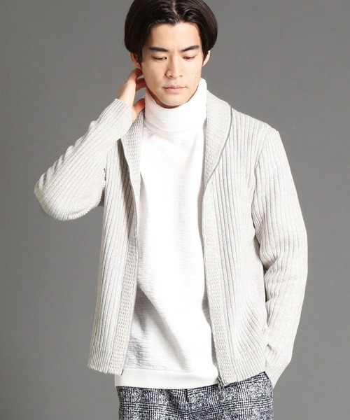 HIDEAWAYS NICOLE（ハイダウェイニコル）の「ショ－ルカラ－ジップカーディガン（カーディガン/ボレロ・メンズ・ホワイト×ライトグレー/ブラック×ホワイト/ネイビー系/レッド系その他・MEDIUM/LARGE/X-LARGE）」の2枚目の写真