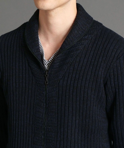 HIDEAWAYS NICOLE（ハイダウェイニコル）の「ショ－ルカラ－ジップカーディガン（カーディガン/ボレロ・メンズ・ホワイト×ライトグレー/ブラック×ホワイト/ネイビー系/レッド系その他・MEDIUM/LARGE/X-LARGE）」の7枚目の写真