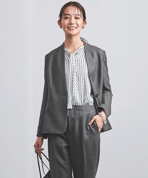 UNITED ARROWS(ユナイテッドアローズ)の「<UNITED ARROWS> クラス ツイード ノーラペル ジャケット B◆(ノーカラージャケット・レディース・ベージュ/ダークグレー・40/38/36/34)」の3枚目の写真
