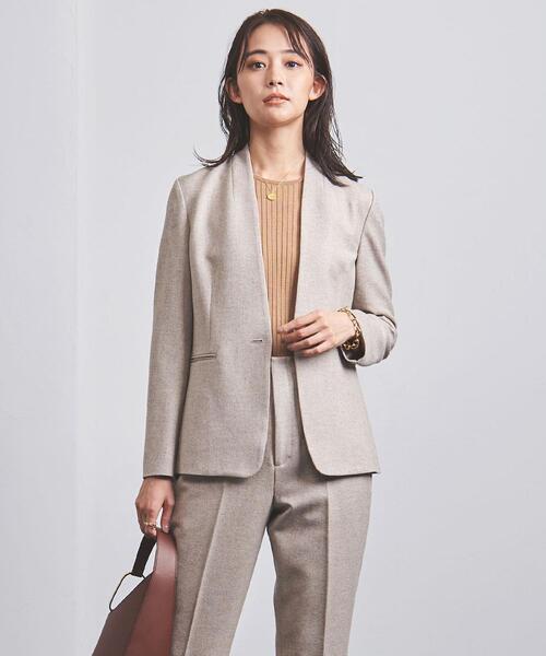 UNITED ARROWS(ユナイテッドアローズ)の「<UNITED ARROWS> クラス ツイード ノーラペル ジャケット B◆(ノーカラージャケット・レディース・ベージュ/ダークグレー・40/38/36/34)」の6枚目の写真