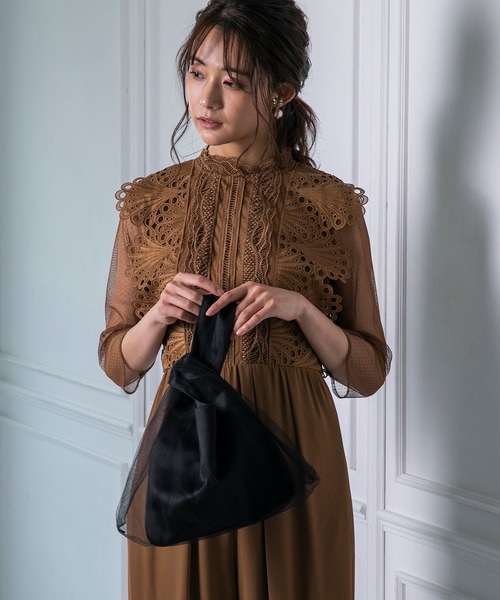 kaene（カエン）の「【kaene】チュールバッグ（ハンドバッグ・レディース・カーキ/ブラック/ベージュ・FREE）」の8枚目の写真