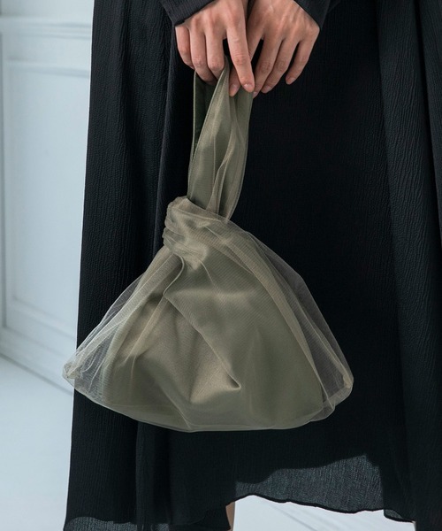 kaene（カエン）の「【kaene】チュールバッグ（ハンドバッグ・レディース・カーキ/ブラック/ベージュ・FREE）」の11枚目の写真