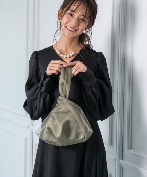 kaene（カエン）の「【kaene】チュールバッグ（ハンドバッグ・レディース・カーキ/ブラック/ベージュ・FREE）」の17枚目の写真