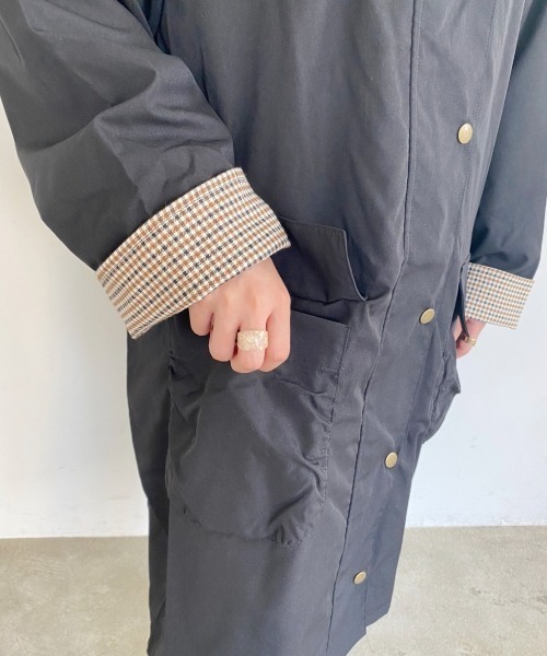 nemne store(ネンネストア)の「こっくりカラーの配色ステンカラーコート(ステンカラーコート・レディース・カーキ/ブラック/ベージュ・フリー)」の22枚目の写真