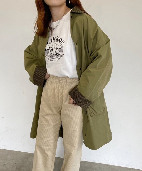 nemne store(ネンネストア)の「こっくりカラーの配色ステンカラーコート(ステンカラーコート・レディース・カーキ/ブラック/ベージュ・フリー)」の18枚目の写真