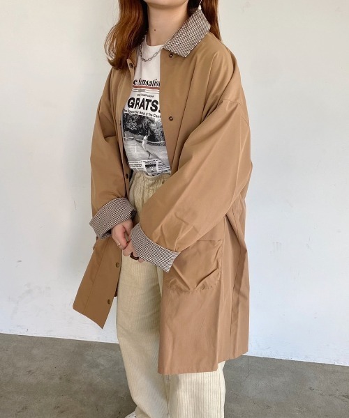 nemne store(ネンネストア)の「こっくりカラーの配色ステンカラーコート(ステンカラーコート・レディース・カーキ/ブラック/ベージュ・フリー)」の10枚目の写真