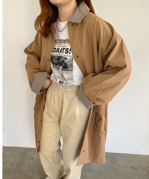 nemne store(ネンネストア)の「こっくりカラーの配色ステンカラーコート(ステンカラーコート・レディース・カーキ/ブラック/ベージュ・フリー)」の16枚目の写真
