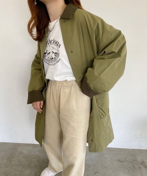 nemne store(ネンネストア)の「こっくりカラーの配色ステンカラーコート(ステンカラーコート・レディース・カーキ/ブラック/ベージュ・フリー)」の19枚目の写真