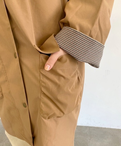 nemne store(ネンネストア)の「こっくりカラーの配色ステンカラーコート(ステンカラーコート・レディース・カーキ/ブラック/ベージュ・フリー)」の17枚目の写真