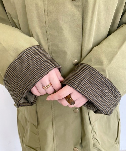 nemne store(ネンネストア)の「こっくりカラーの配色ステンカラーコート(ステンカラーコート・レディース・カーキ/ブラック/ベージュ・フリー)」の6枚目の写真