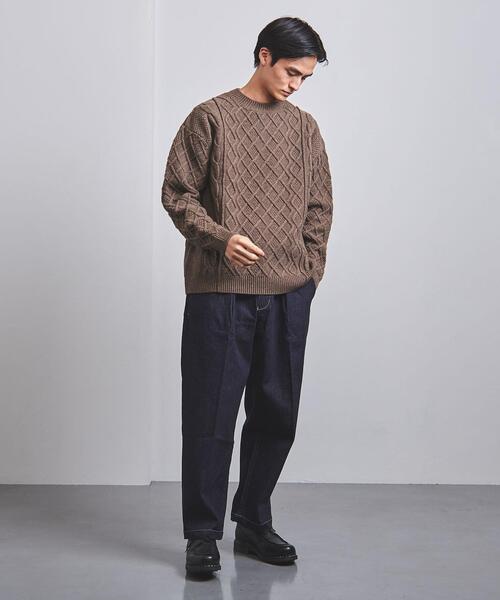 BATONER(バトナー)の「【別注】<BATONER(バトナー)>アラン ハイネック ニット(ニット/セーター・メンズ・ダークブラウン/ナチュラル・1/2)」の4枚目の写真