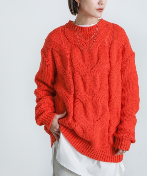 select MOCA(セレクトモカ)の「2021 AW クルーネックフィッシュボーンニット(ニット/セーター・レディース・アイボリー/オレンジ/ブルー・FREE)」の12枚目の写真