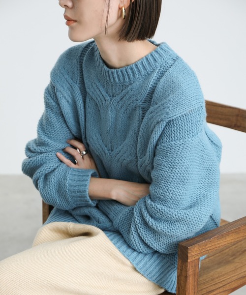 select MOCA(セレクトモカ)の「2021 AW クルーネックフィッシュボーンニット(ニット/セーター・レディース・アイボリー/オレンジ/ブルー・FREE)」の20枚目の写真