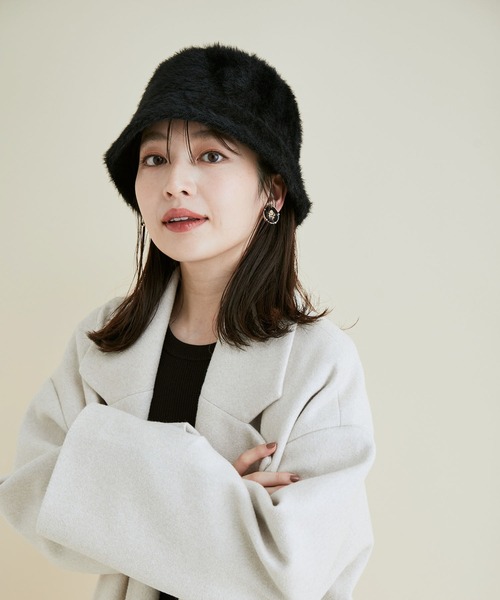 VIS(ビス)の「ふわふわシャギーバケットハット(ハット・レディース・ブラック/キナリ・FREE)」の9枚目の写真