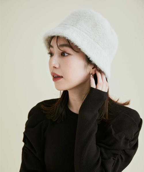 VIS(ビス)の「ふわふわシャギーバケットハット(ハット・レディース・ブラック/キナリ・FREE)」の10枚目の写真