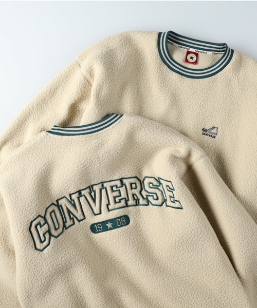 CONVERSE(コンバース)の「【CONVERSE】シープボアクルー(スウェット・メンズ・ネイビー/オフホワイト/グリーン・M/L/XL)」の4枚目の写真