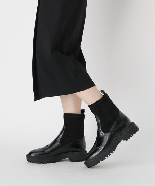 ESPERANZA(エスペランサ)の「◆【KLC BY esp】ウイングチップソックストラックソールブーツ(ブーツ・レディース・ブラック/こしょう色系・LL/S/M/L)」の1枚目の写真